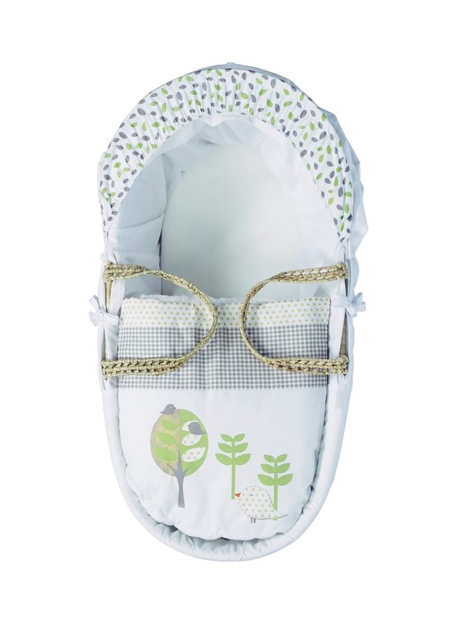 Kinder Valley Three Little Birds Palm Moses Basket With Folding Stand - White - Image 4