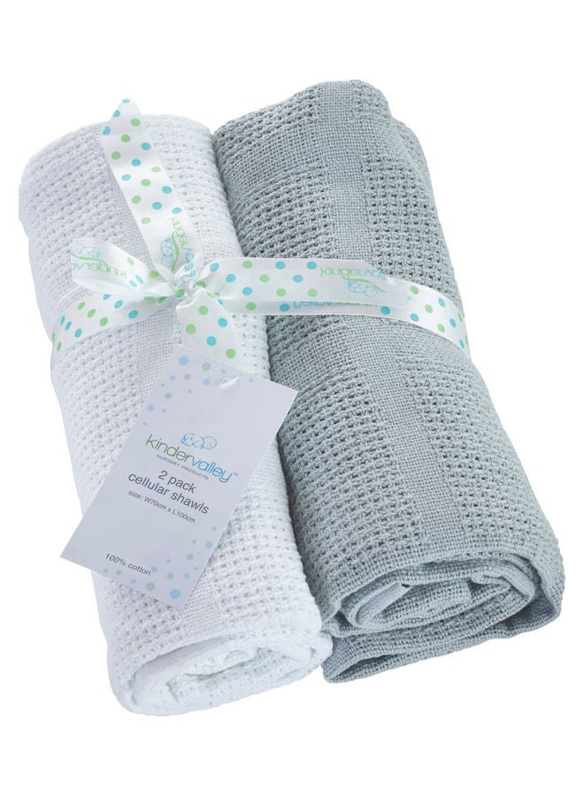 Kinder Valley 2-Piece Traditional Cellular Baby Blanket Set - Image 1