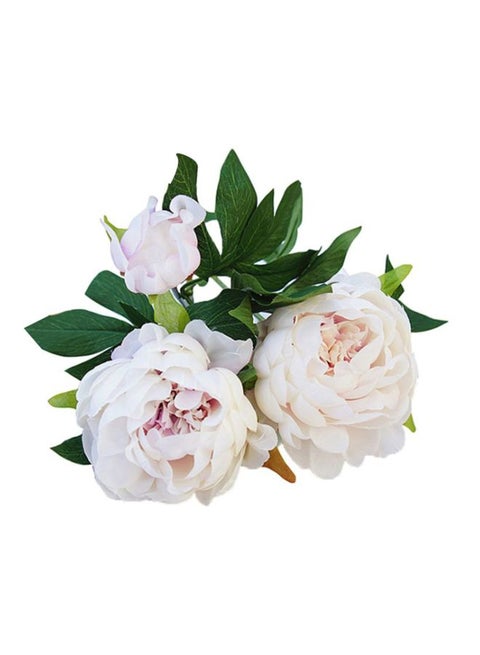 3 Heads Artificial Peony Flower Light Purple/White 50cm