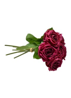Yatai Artificial Rose Flower Bunch Red/Green 6cm  - Image 2