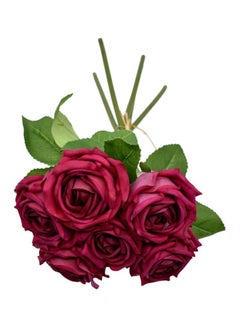 Yatai Artificial Rose Flower Bunch Red/Green 6cm  - Image 3