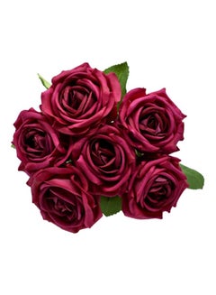 Yatai Artificial Rose Flower Bunch Red/Green 6cm  - Image 1