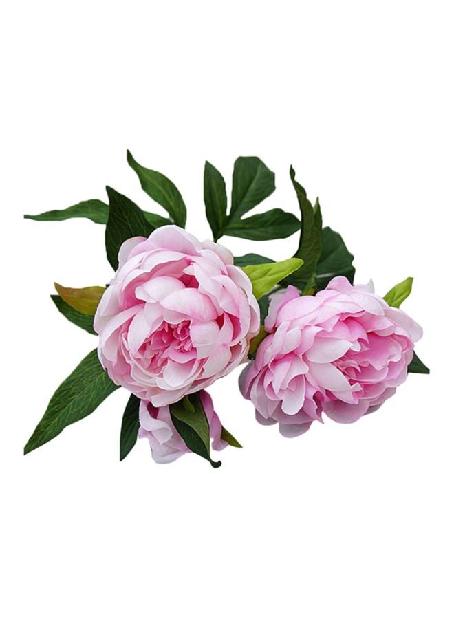 3 Heads Artificial Peony Flowers Pink/White/Green 50cm