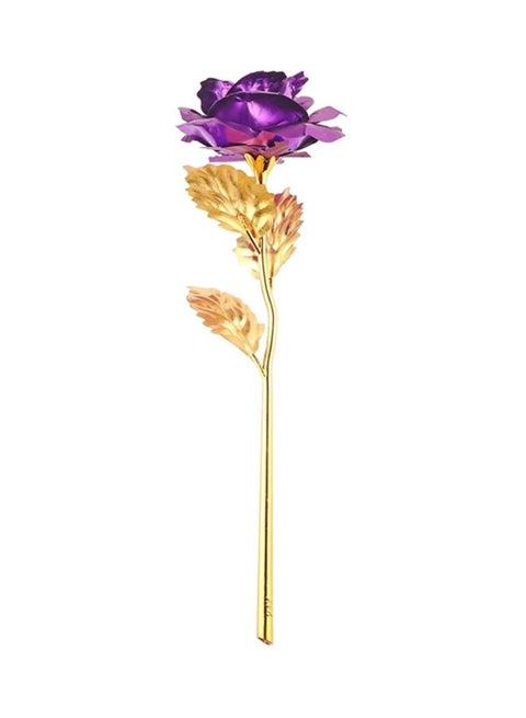 24K Gold Plated Artificial Rose With Stand Purple/Gold 26x9.5cm