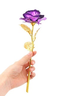 كياوكاي زهرة اصطناعية مطلية بذهب عيار 24 مع حامل الأرجواني / الذهب 26x9.5سم  - Image 3
