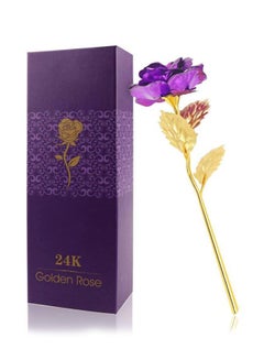 كياوكاي زهرة اصطناعية مطلية بذهب عيار 24 مع حامل الأرجواني / الذهب 26x9.5سم  - Image 4