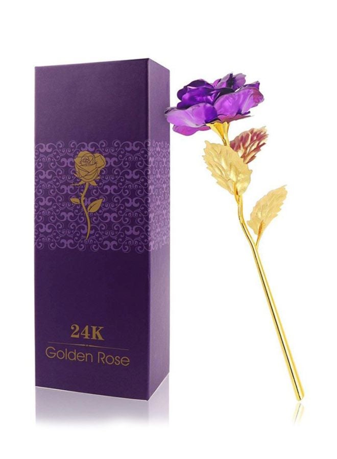 QiaoKai 24K Gold Plated Artificial Rose With Stand Purple/Gold 26x9.5cm  - Image 4