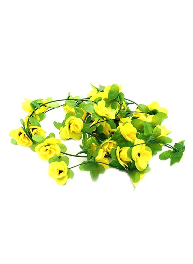 Artificial Rose Blossom Vine Garland Flower Yellow/Green 220cm