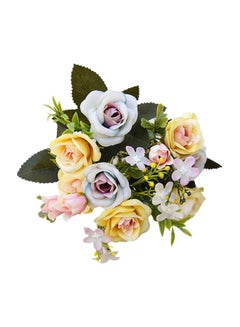 Bluelans 15 Heads European Style Artificial Royal Rose Flower Yellow 28cm 