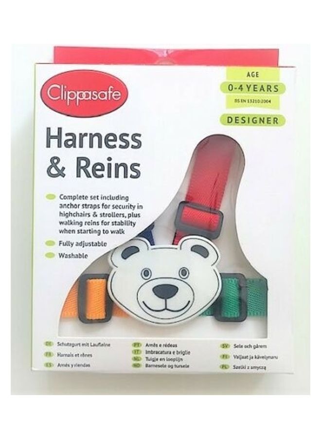 Clippasafe Teddy Pattern Safety Harness And Reins  - Image 1