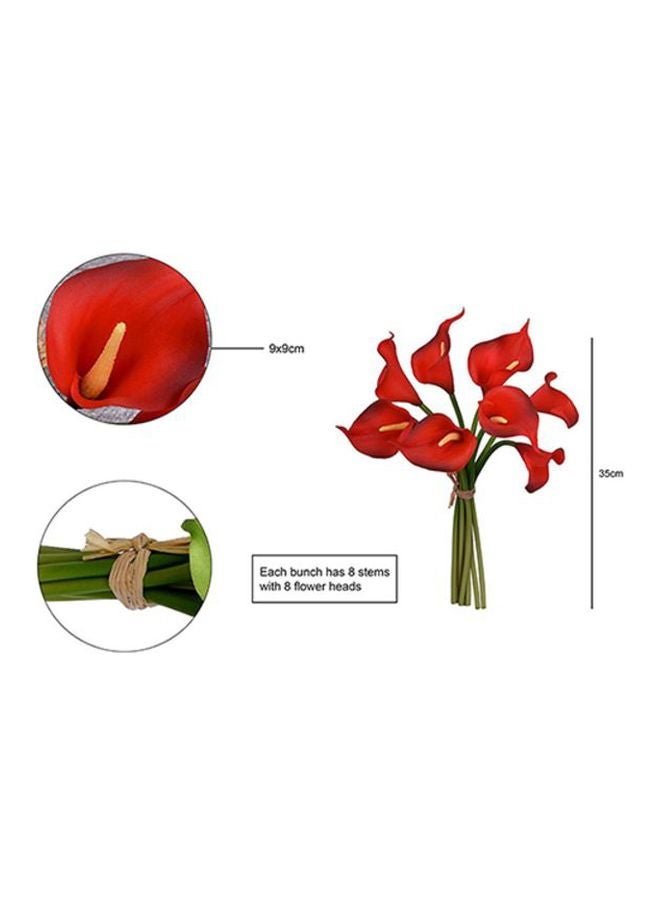 ياتاي طقم أزهار زنبق كالا اصطناعية من 8 قطع أحمر / أخضر 35x9x9Ø³Ù†ØªÙŠÙ…ØªØ± - Image 2