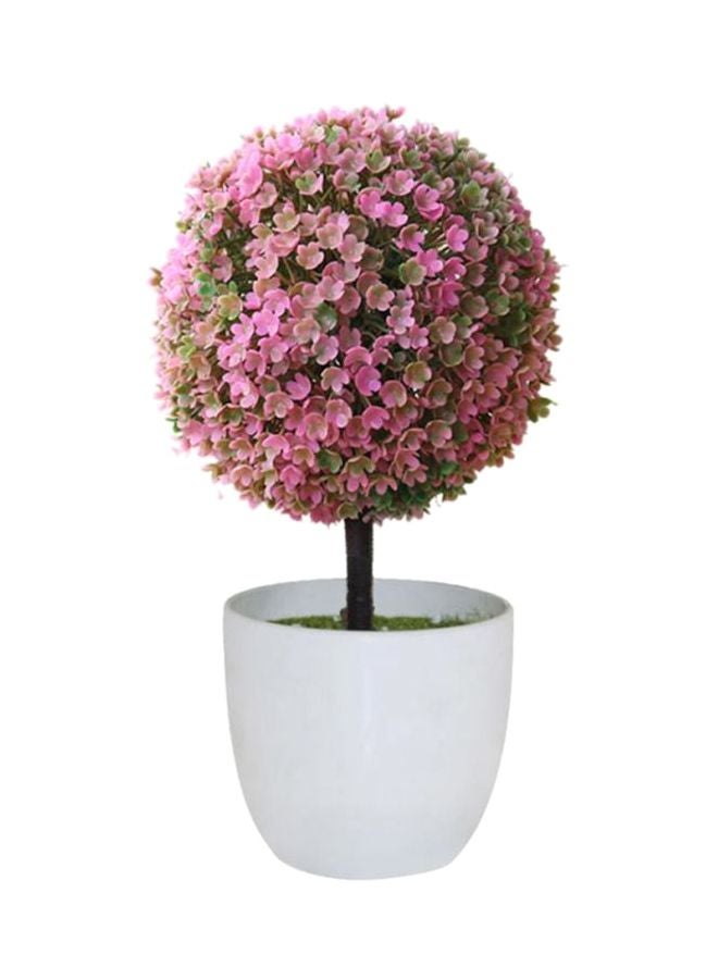 Bluelans Artificial Potted Ball Shape Bonsai Pink/Green/White 18x8x18cm 