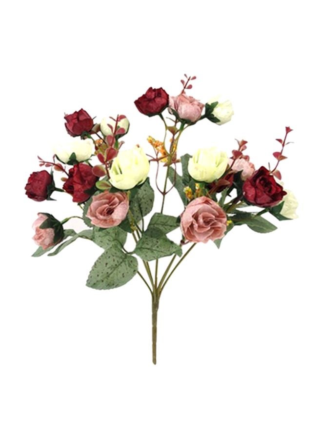 بلولانز باقة مكونة من 21 زهرة صناعية للزواج أحمر/ أصفر/أخضر 32سم - Image 1