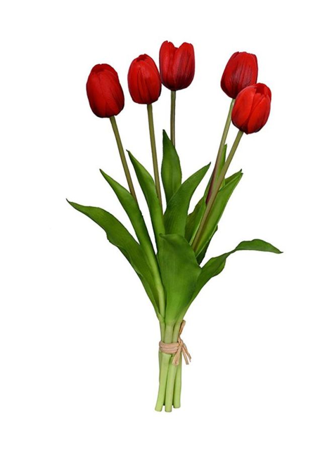 Yatai 5-Piece Tulips Flower Set Red/Green 39x3x5centimeter - Image 1