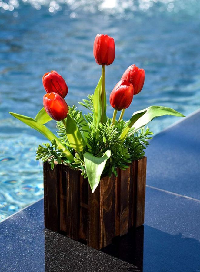 Yatai 5-Piece Tulips Flower Set Red/Green 39x3x5centimeter - Image 2