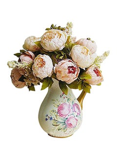 Bluelans 8 Heads Artificial Peony Flower Bouquet Multicolour 47cm 