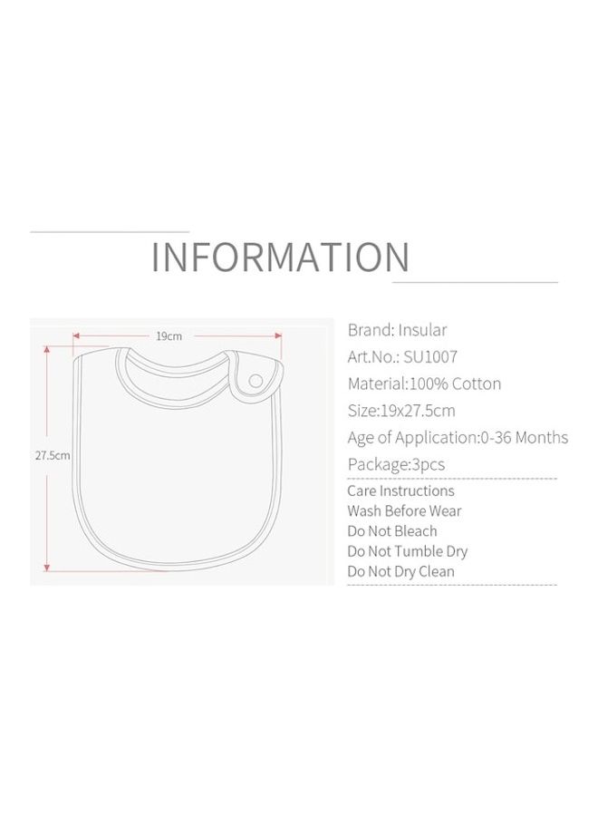 3-Piece Burp Cloth Cartoon Design Portable  Bibs Set - Image 2