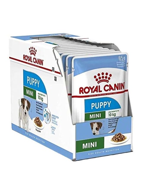 12-Piece Size Health Nutrition Mini Puppy Wet Food Brown 85grams