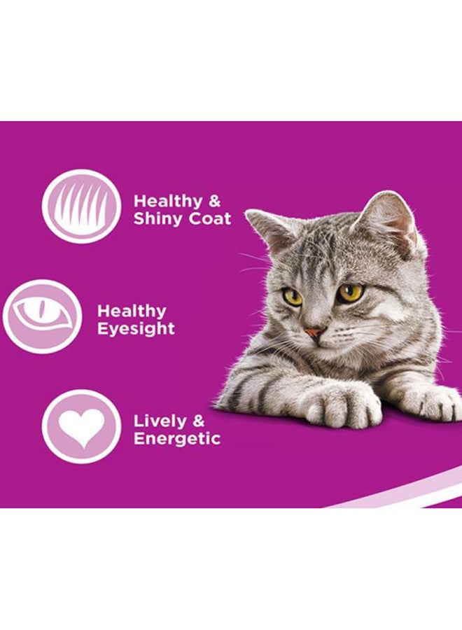 ويسكاس عبوة طعام القطط الرطب، من قطع رقائق الدجاج واللحم بقري، مضاف إليه المرق من 12 قطعة متعدد الألوان 12x85جرام - Image 3