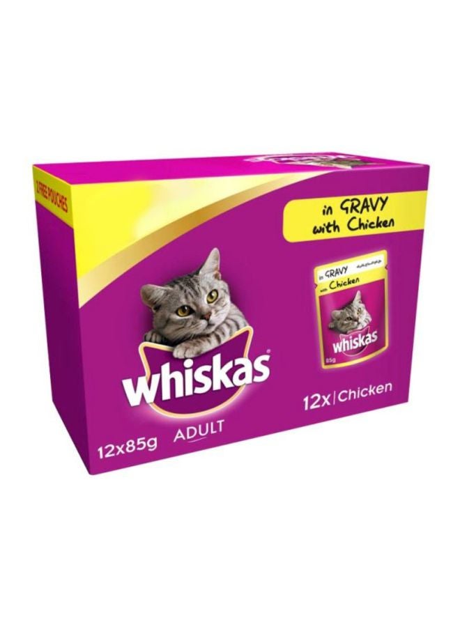 ويسكاس مجموعة أكياس طعام مرقة دجاج رطبة مكونة من 12 قطعة 12x85جرام - Image 1