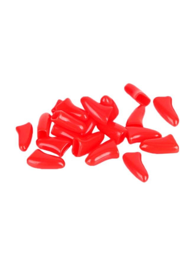 20-Piece Dog Cat Nail Cap Covers Red Extra Small