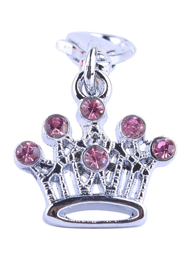 Bluelans Rhinestone Crown Pendant Collar Charm Pet Necklace Silver/Pink 