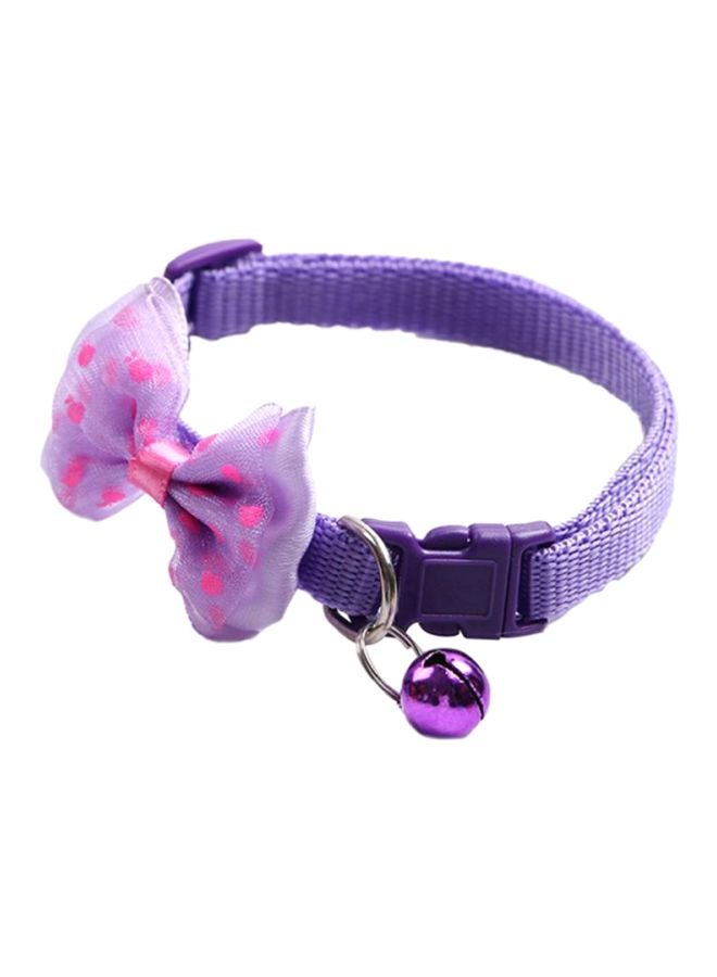 Bluelans Printed Bowknot Pet Collar With Bell Purple 
