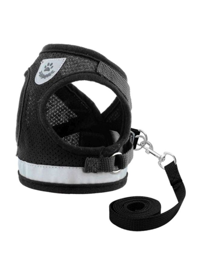 Bluelans Adjustable Reflective Walking Harness Vest With Leash Black