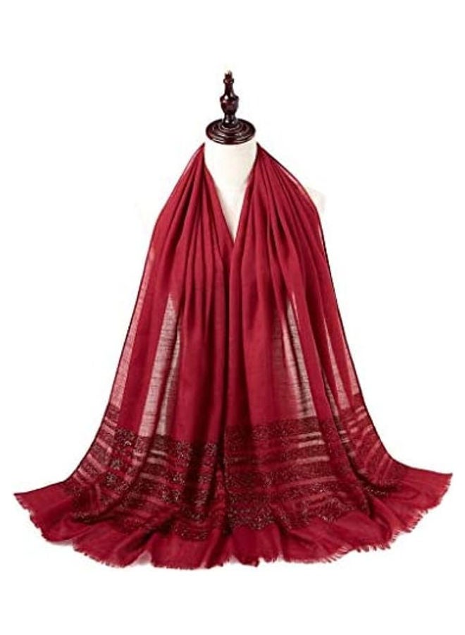 Casual Striped Shawl Headwear Long Scarf Red - Image 2