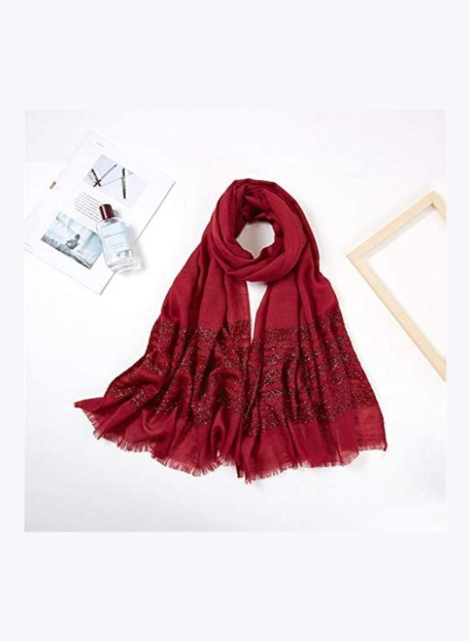 Casual Striped Shawl Headwear Long Scarf Red - Image 3