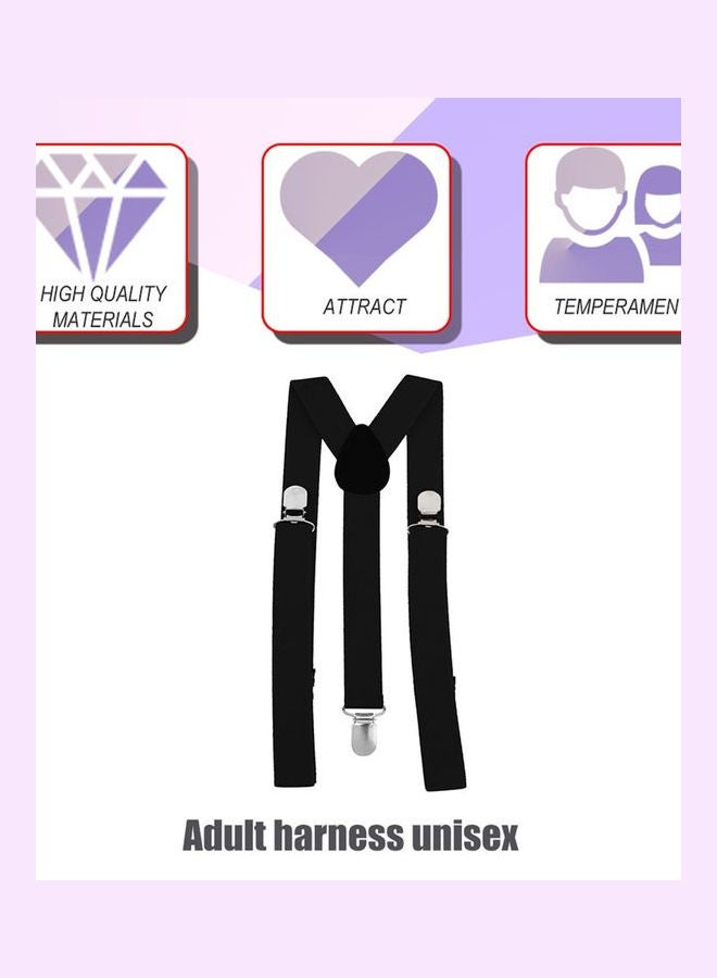 Generic - Adjustable Braces Y Shape 3-Clip Elastic Suspenders Strap Black - Image 1