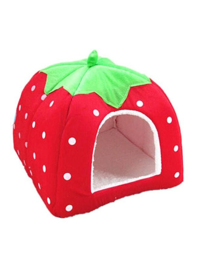 بيوينتي سرير بتصميم بيت للحيوانات الأليفة على شكل فراولة أحمر / أخضر 43x43x45سم - Image 1