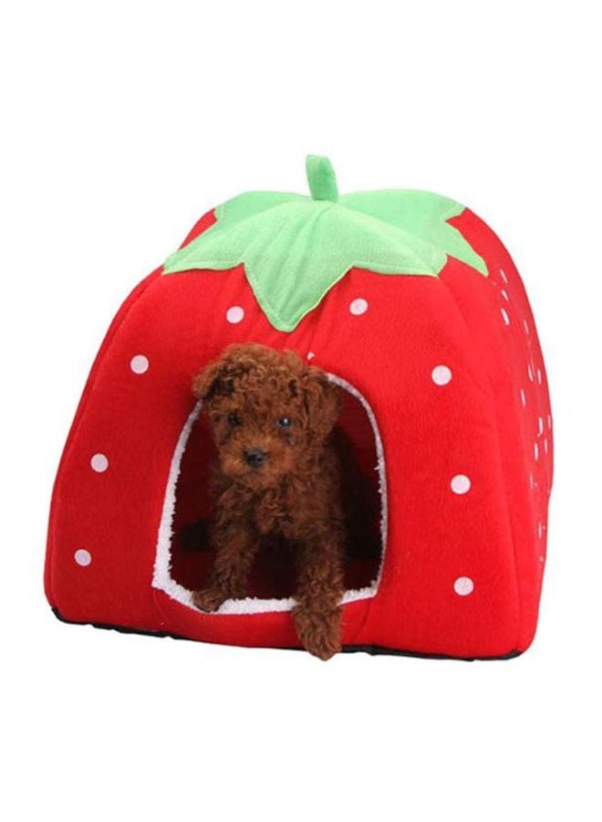 بيوينتي سرير بتصميم بيت للحيوانات الأليفة على شكل فراولة أحمر / أخضر 43x43x45سم - Image 2