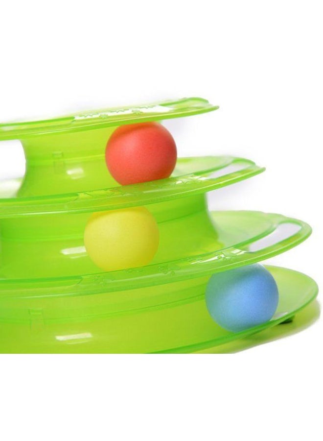 بيوينتي لعبة بتصميم برج مزود بمسارات على شكل قرص من ثلاثة مستويات مناسبة للقطط متعدد الألوان - Image 3