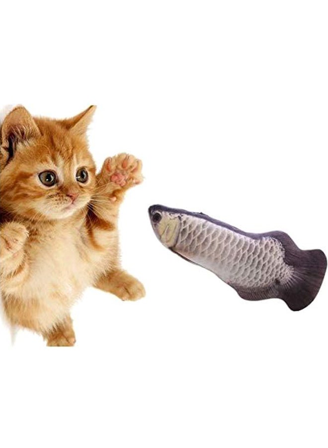 بيوينتي لعبة منفوشة مزودة بحشيشة الهر وبتصميم يحاكي سمكة صناعية رمادي/أسود - Image 2