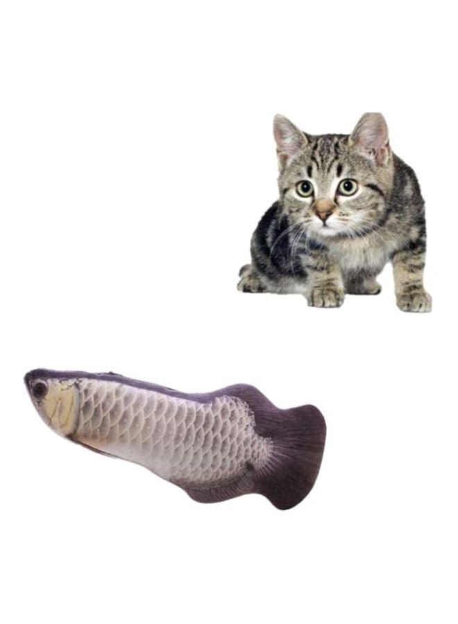 بيوينتي لعبة منفوشة مزودة بحشيشة الهر وبتصميم يحاكي سمكة صناعية رمادي/أسود - Image 3