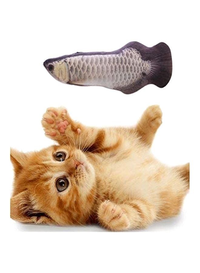 بيوينتي لعبة منفوشة مزودة بحشيشة الهر وبتصميم يحاكي سمكة صناعية رمادي/أسود - Image 4