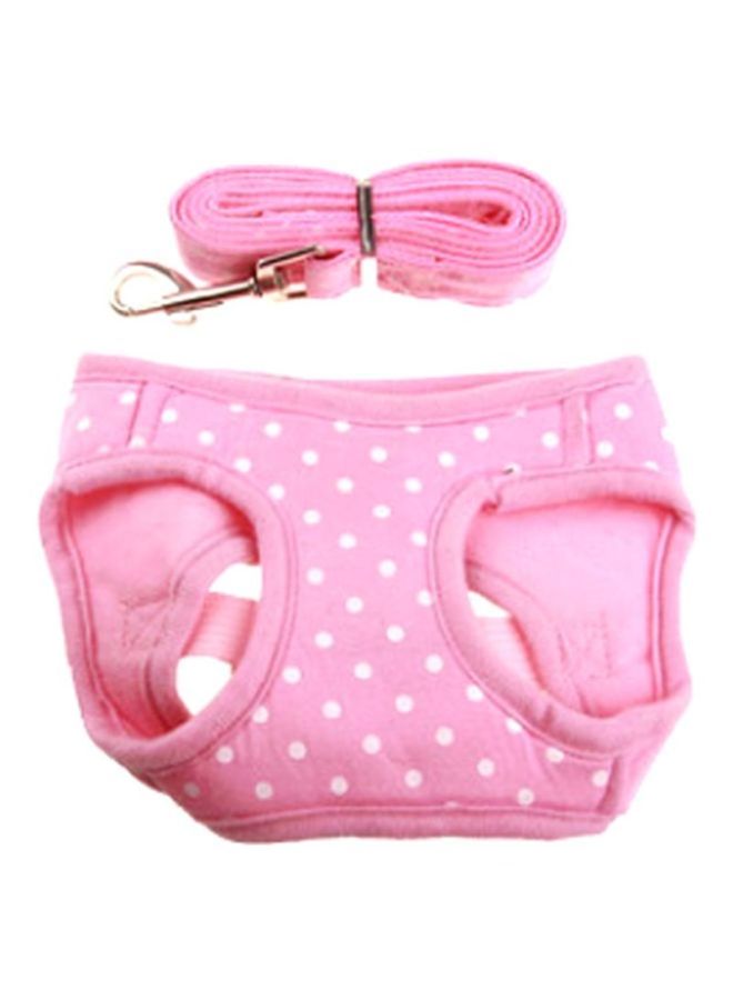 Beauenty Polka Dot Pattern Leash With Vest Pink/White S  - Image 1