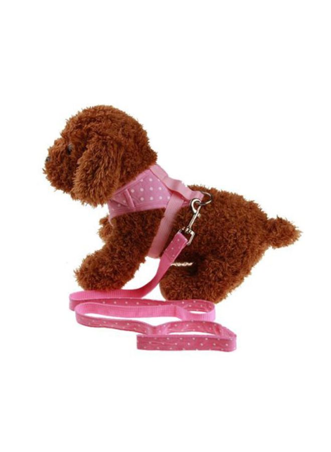 Beauenty Polka Dot Pattern Leash With Vest Pink/White S  - Image 2