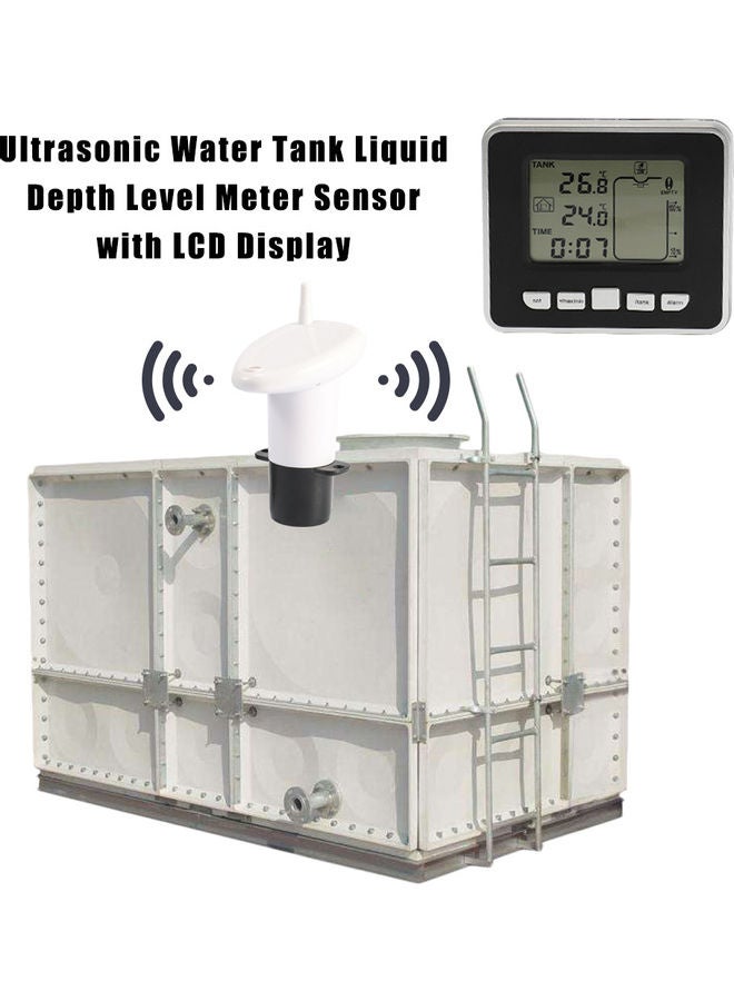 Ultrasonic Water Tank Liquid Depth Level Meter With LCD Display White/Black 16.5x10.5x11cm