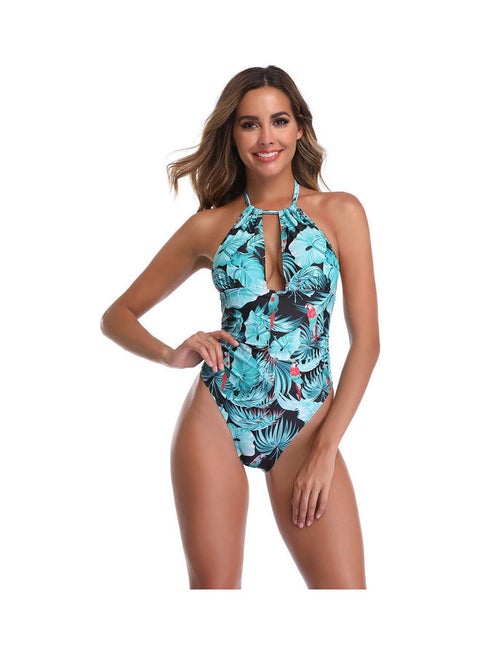 One-Piece Printed Backless Push Up Swimsuit multicolour