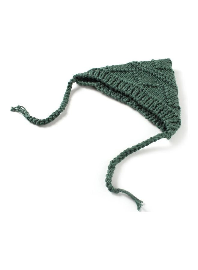 Generic Crochet Wool Outfits Pants Hat Set Dark Green/Beige  - Image 3