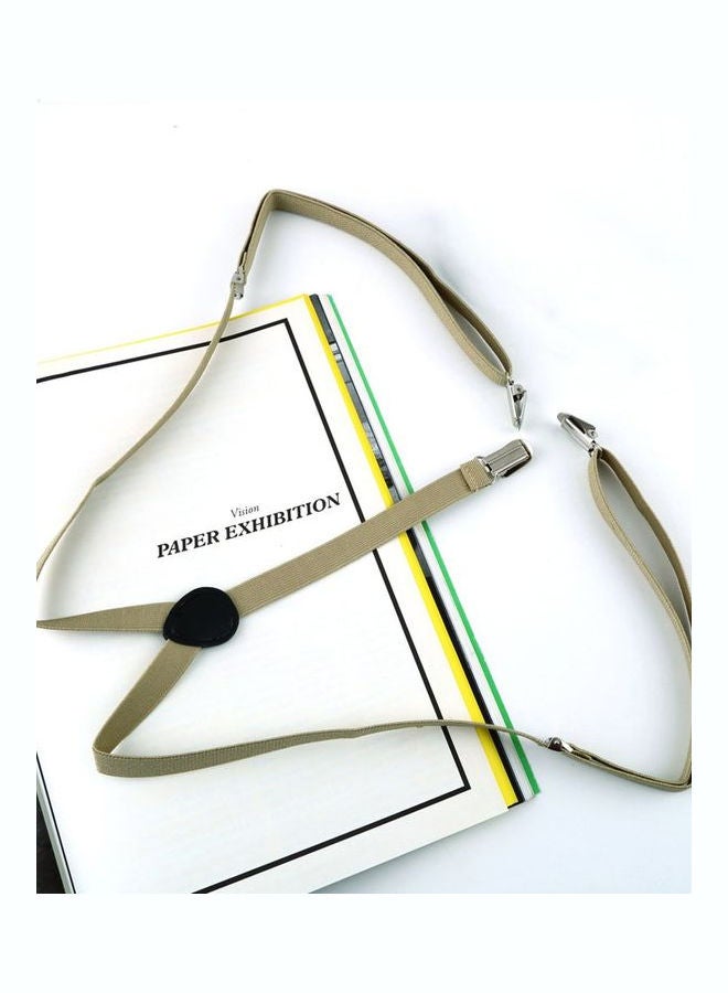 Clip-on Adjustable Elastic Pants Y-Back Slim Suspender Belt Khaki  - Image 3