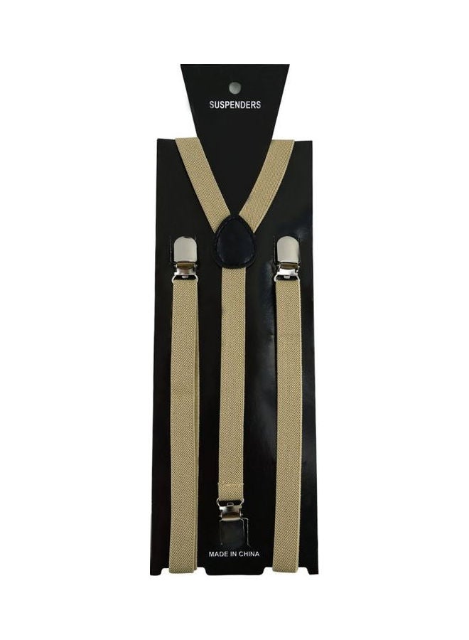 Clip-on Adjustable Elastic Pants Y-Back Slim Suspender Belt Khaki  - Image 2