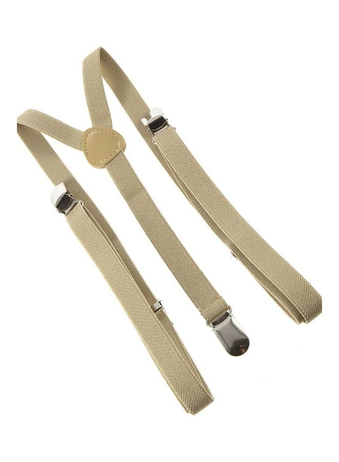 Clip-on Adjustable Elastic Pants Y-Back Slim Suspender Belt Khaki  - Image 1