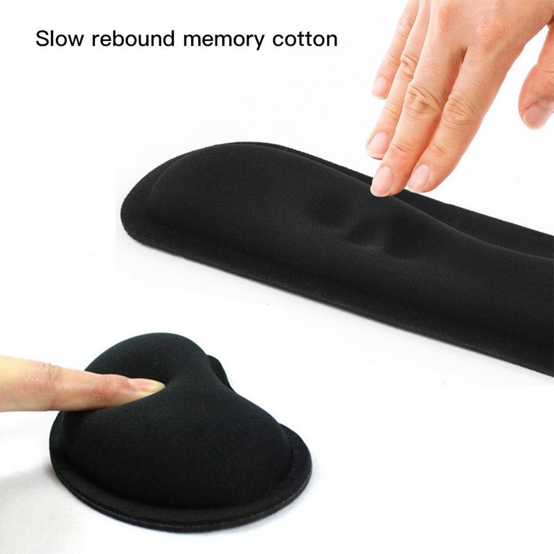 Memory Foam Set Keyboard Rest Pad And Mouse Wrist Cushion Support For Office, Computer, Laptop, Mac, Comfortable & Lightweight For Easy Typing Pain Relief Black  - Image 5