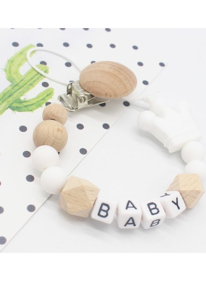 Wooden Beads Pacifier Clip