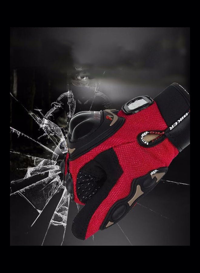 قفازات لركوب الدراجات النارية أحمر وأسود - Image 2
