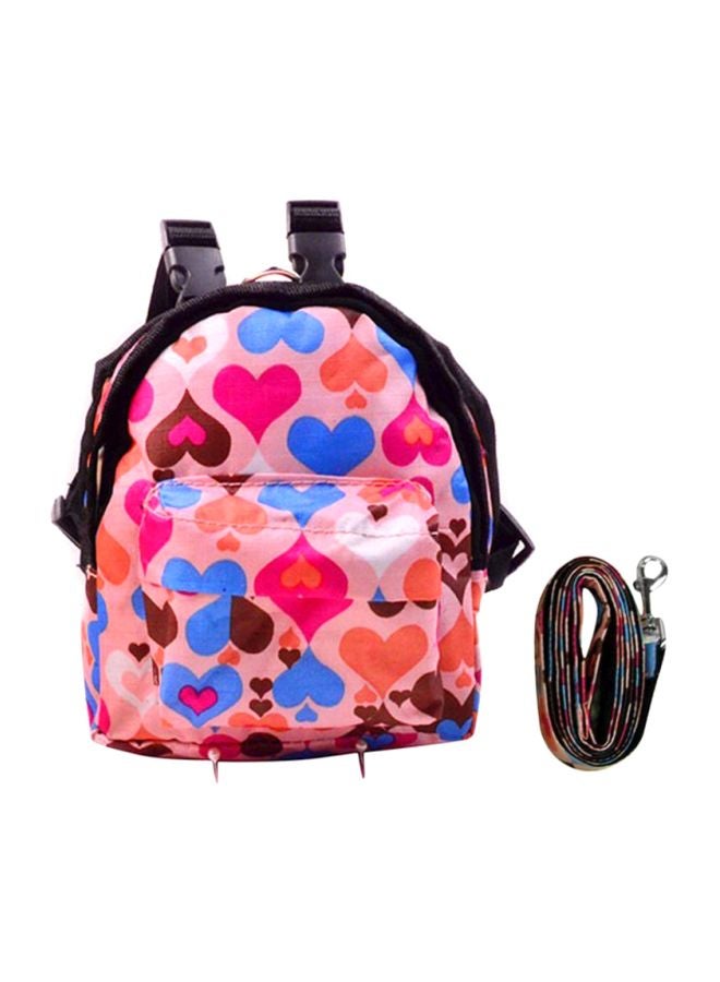 OUTAD Heart Printed Pet Backpack With Leash Pink/Blue/Brown Syard  - Image 1