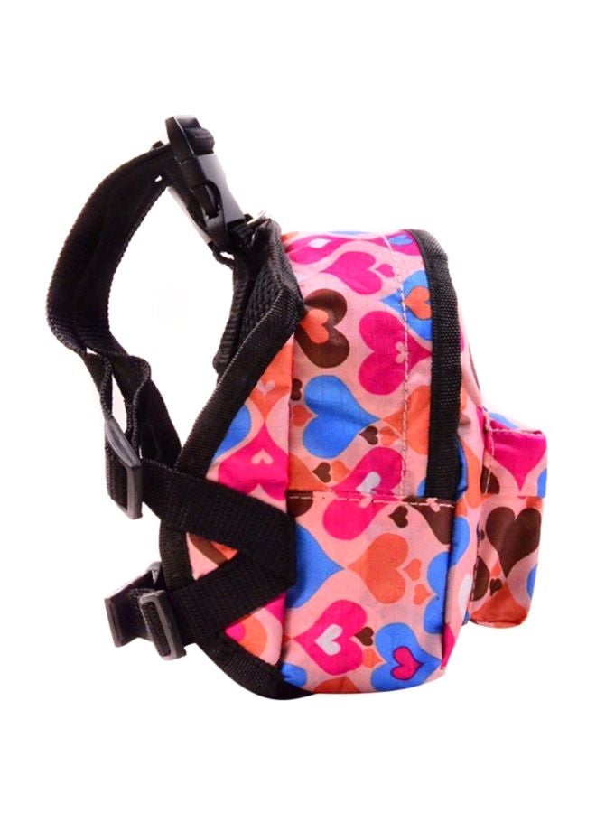OUTAD Heart Printed Pet Backpack With Leash Pink/Blue/Brown Syard  - Image 3